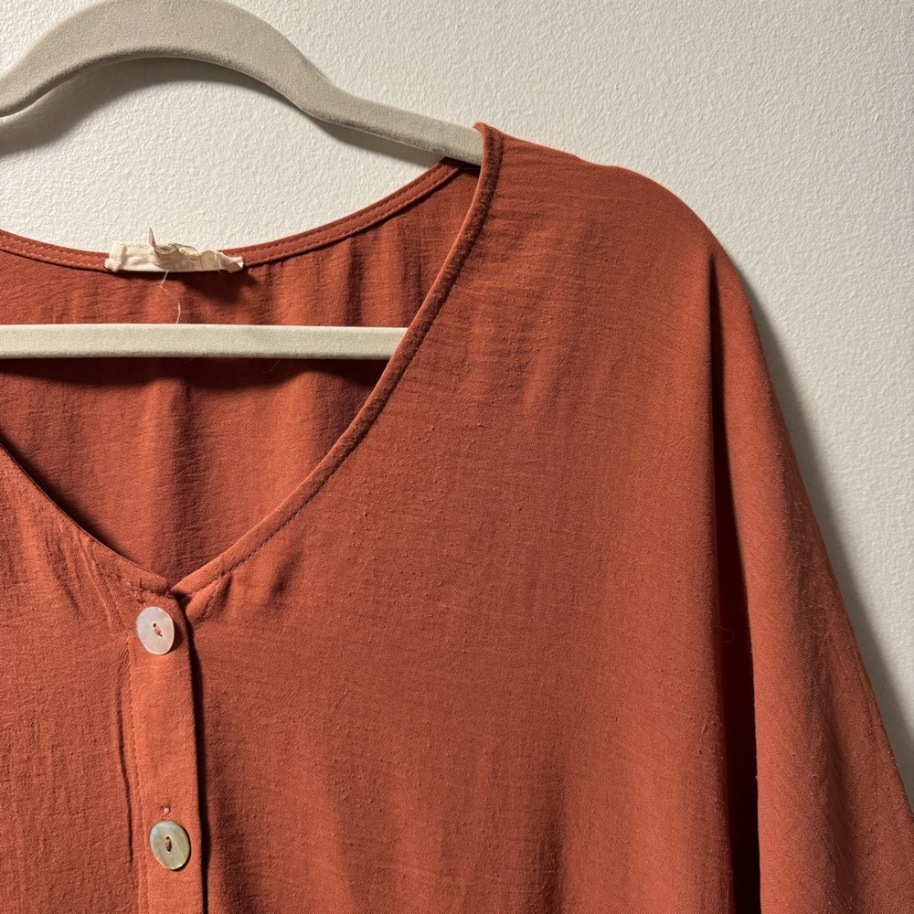Rust orange button down - Picture 3 of 8